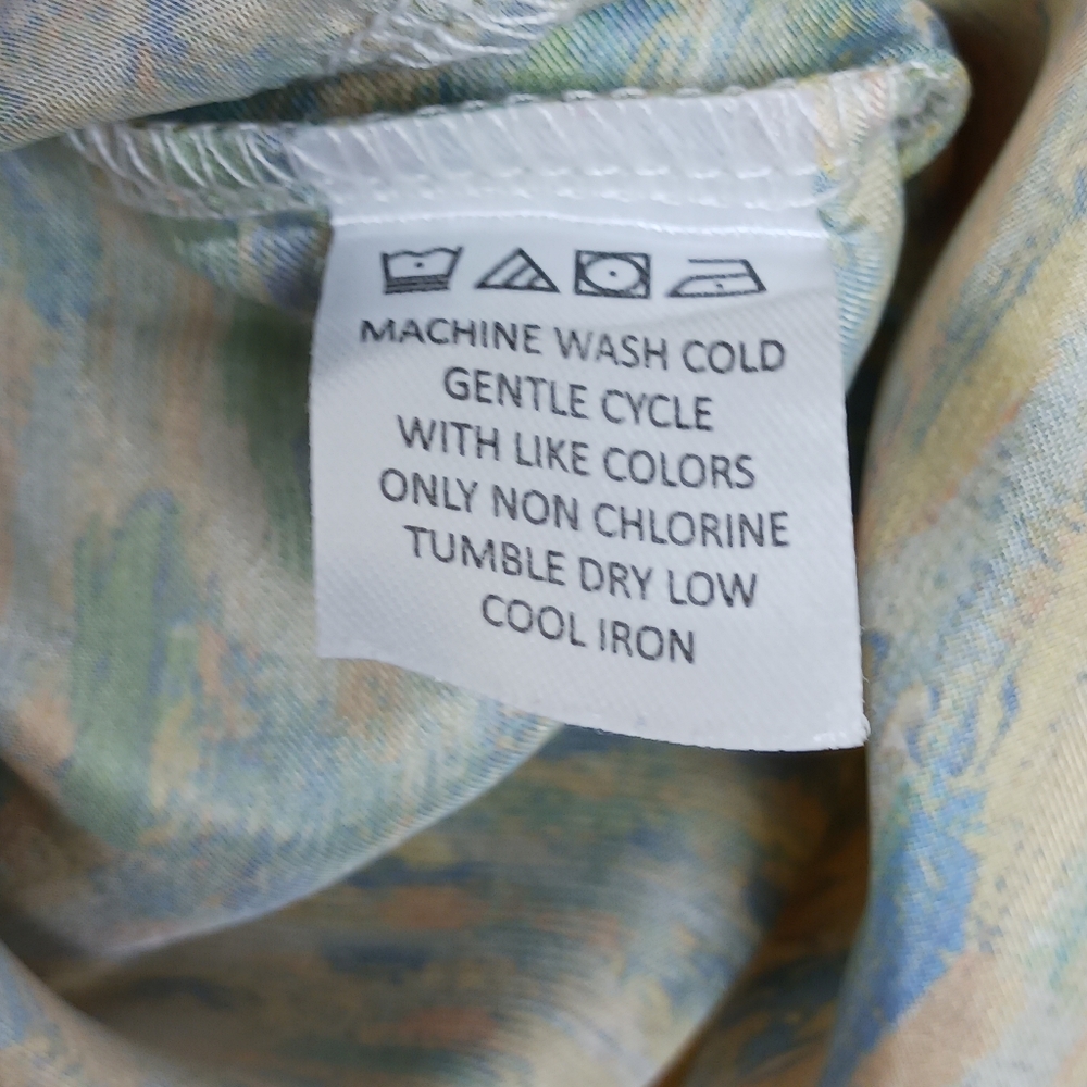 GALLERIA ENTERPRISE| Artsy City Cafe Print Slip Dress Lightweight Size Large - Picture 9 of 10